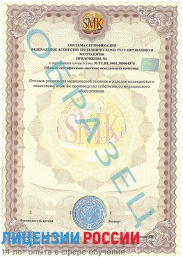 Образец сертификата соответствия (приложение) Кулебаки Сертификат ISO 13485